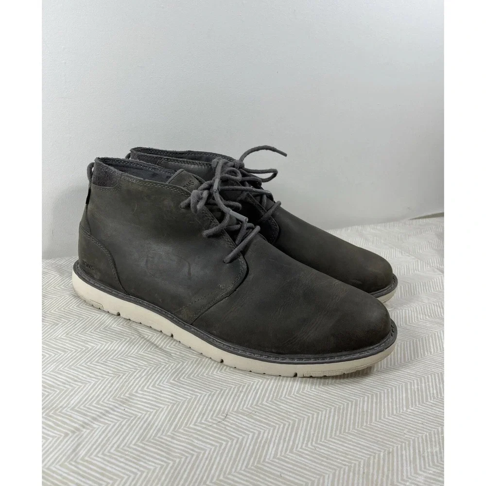 TOMS Mens 12 Navi Lace Up‎ Gray Casual Boots 10016915 Office Work Travel Comfy